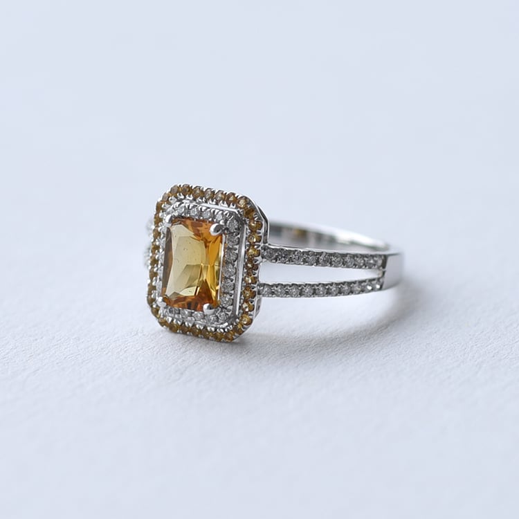Goldener Diamantring mit Citrin 61841