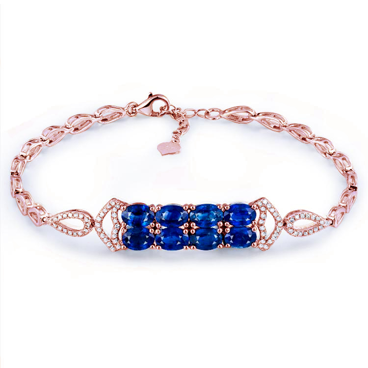 Wunderschöne Saphire im goldenen Armband mit Diamanten Pillar 86478