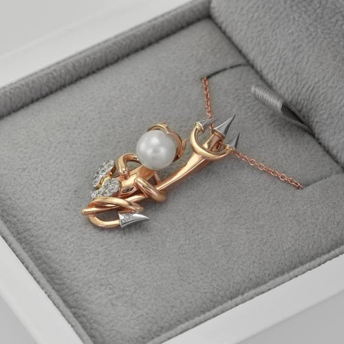Teufelchen mit Perle und Diamanten Devil