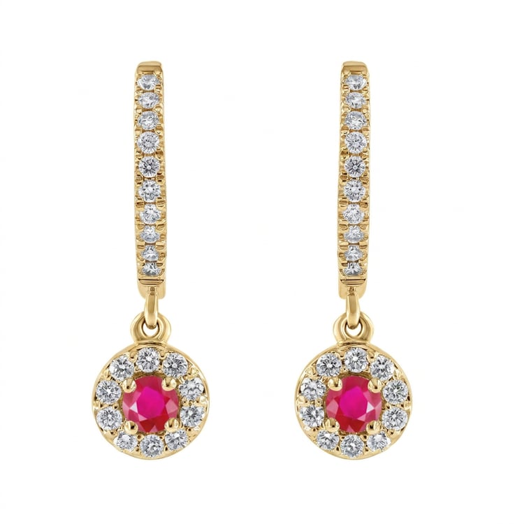 Wunderschöne silberne Ohrringe mit Rubinen und Lab Grown Diamanten Donna 169411