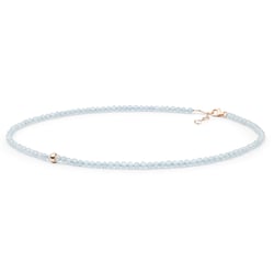 Silberne Halskette mit Aqaumarin-Perlen Alix
