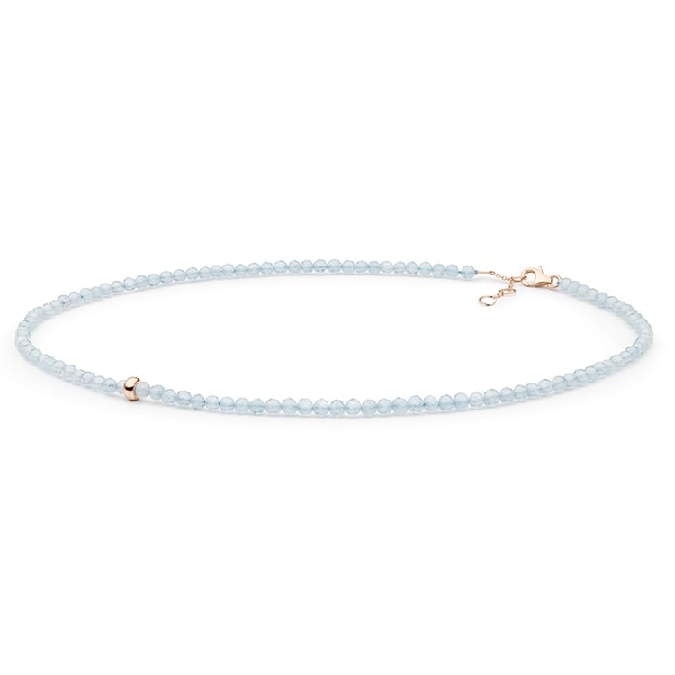 Silberne Halskette mit Aqaumarin-Perlen Alix