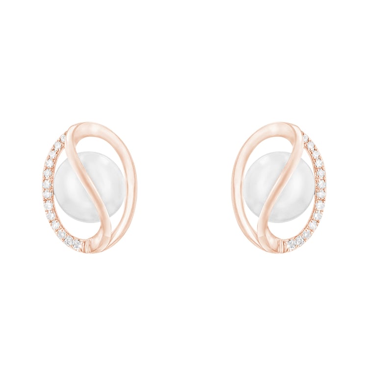 Goldene Perlenohrringe mit Diamanten Zhen