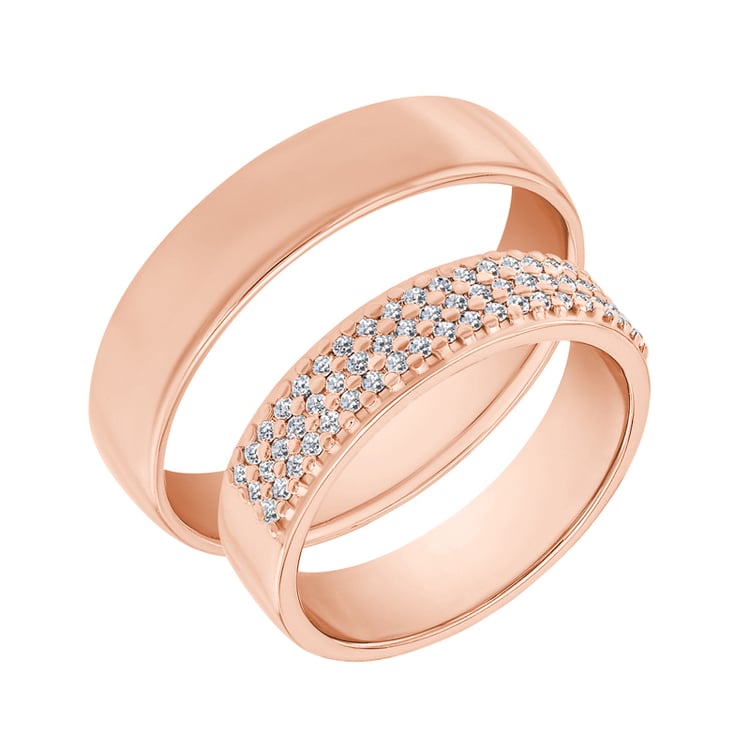 Goldene Eheringe mit Eternity Ring und Court Ring Muttial