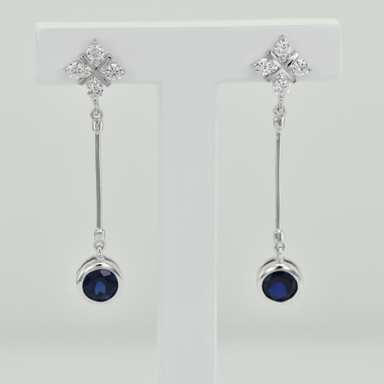 Silberne Ohrringe mit Saphiren und Zirkonia Zeya 21193