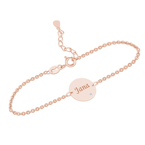 Silbernes Armband mit Diamant und Gravur Ihrer Wahl Shalek