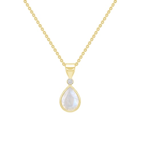 Goldene Anhänger mit Mondstein und Diamanten Moontly