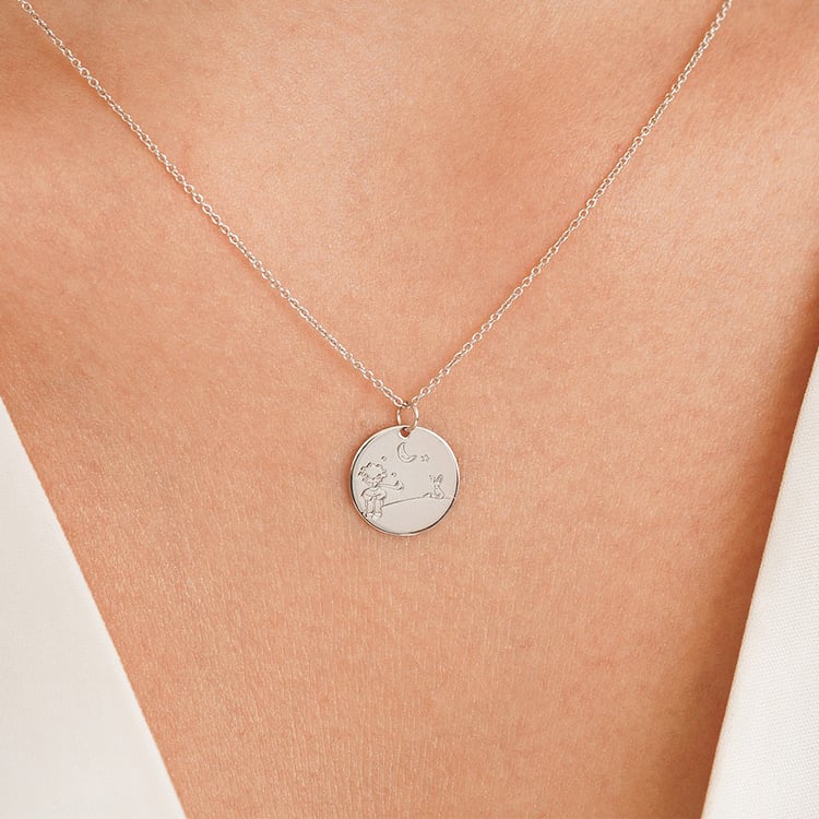 Platinanhänger Der Kleine Prinz mit Fuchs und Gravur 157480