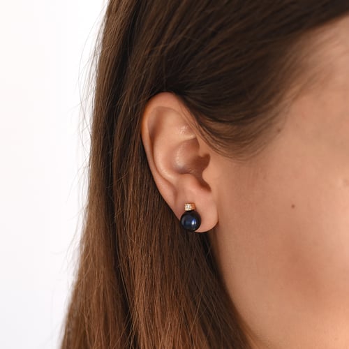 Schwarze Perlenohrringe mit Diamanten Morisah