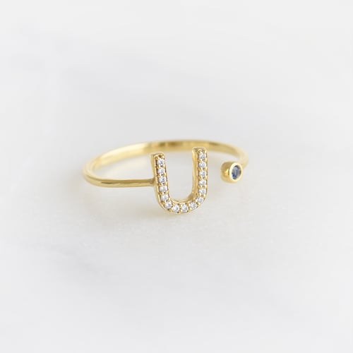 Ring mit Diamanten mit Buchstaben und Edelstein nach Wahl Armand