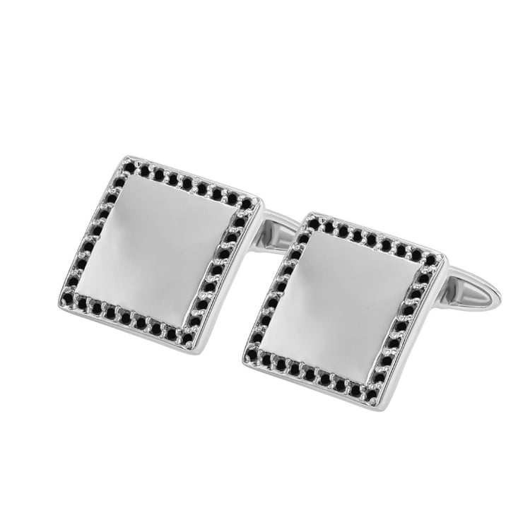 Platin Manschettenknöpfe mit schwarzen Diamanten Urban