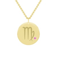 Feiner Anhänger in Gold mit rosa Saphir und Sternzeichen Jungfrau