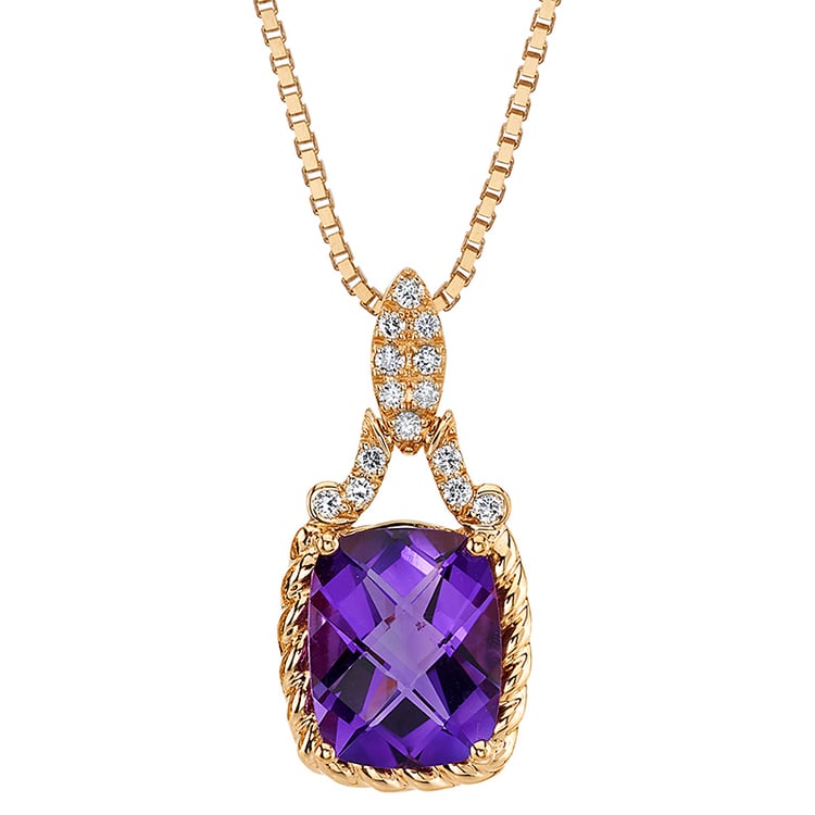 Goldene Kette mit Amethyst und Lab Grown Diamanten Oliwia
