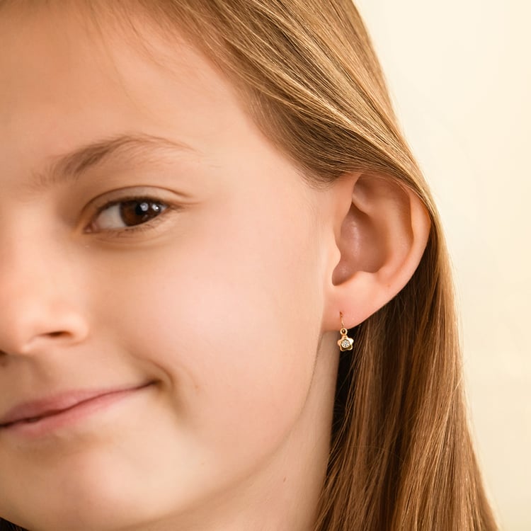 Goldene Kinder-Ohrringe mit Blume Lily 164347