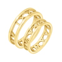 Goldene Trauringe mit origineller Gravur am Umfang Jomami