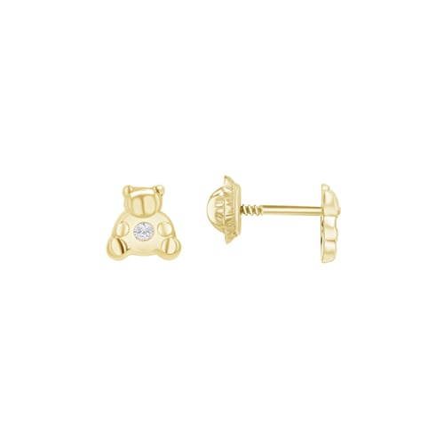 Goldene Kinder-Ohrringe mit Bärenmotiv Bear