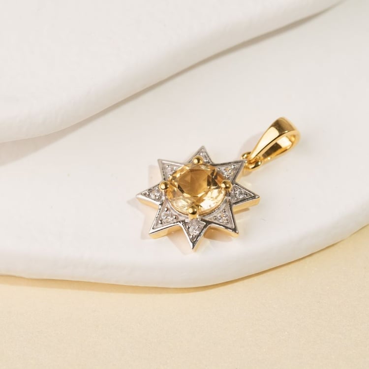 Anhänger aus Silber mit Citrinen und Zirkonia in Stern-Form 164425