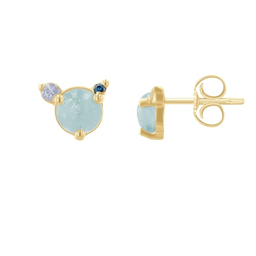 Ohrstecker mit Aquamarin, Mondstein und blauem Diamanten Turgay