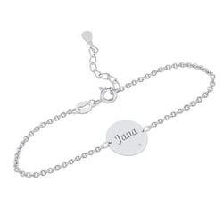 Silbernes Armband mit Diamant und Gravur Ihrer Wahl Shalek