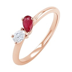 Toi et Moi Ring mit Rubin und Lab Grown Diamant Caro