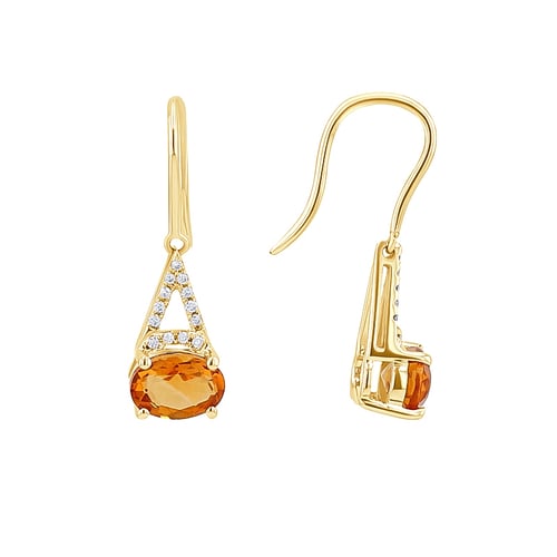 Goldene Citrinohrringe mit Diamanten Jesper