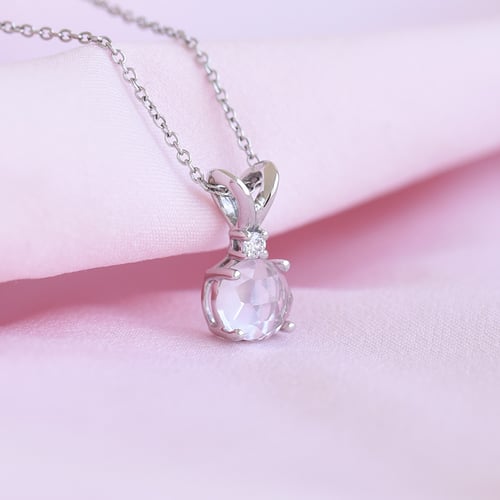 Goldener Anhänger mit Rosenquarz und Diamant Timotei