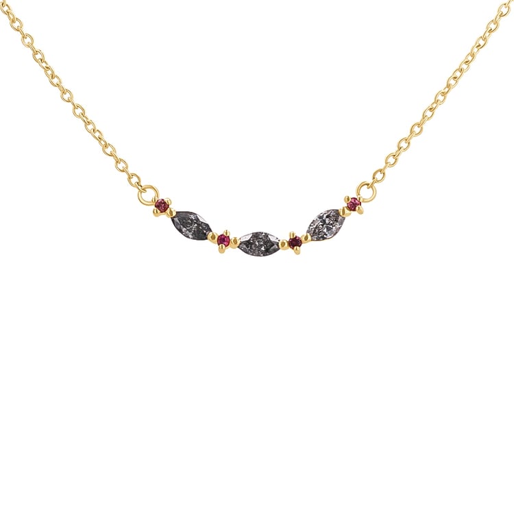 Halskette mit Salt and Pepper Diamanten in Marquise Form und Turmalinen Milli 132325