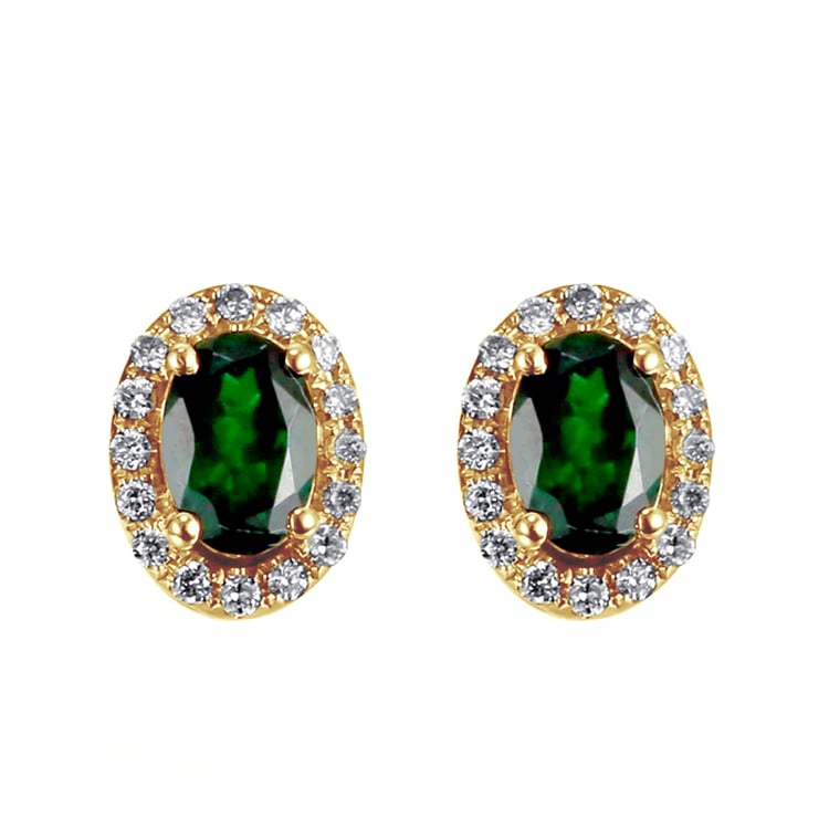 Goldene Ohrringe mit Tsavorit Granat Elina
