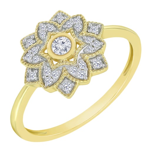 Goldenes Schmuckset mit Blüten und Diamanten Sharla