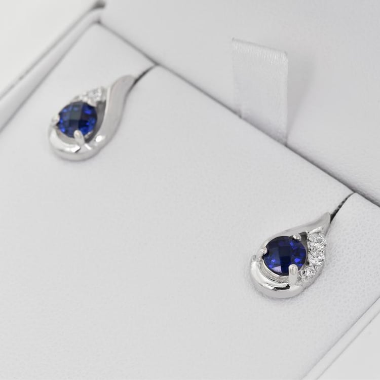 Silberohrringe mit blauen Saphiren und Zirkonia Edily 4130