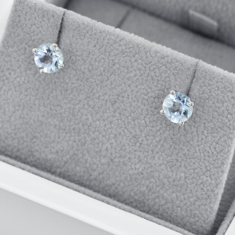 Goldene Ohrringe mit runden Aquamarinen Hulda 43727