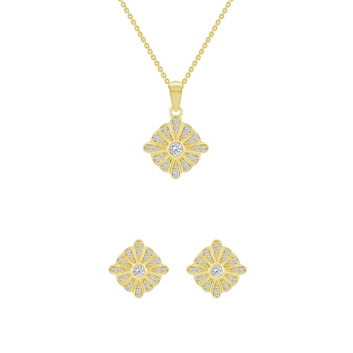 Goldenes Schmuckset mit Diamanten in Gold Calandre