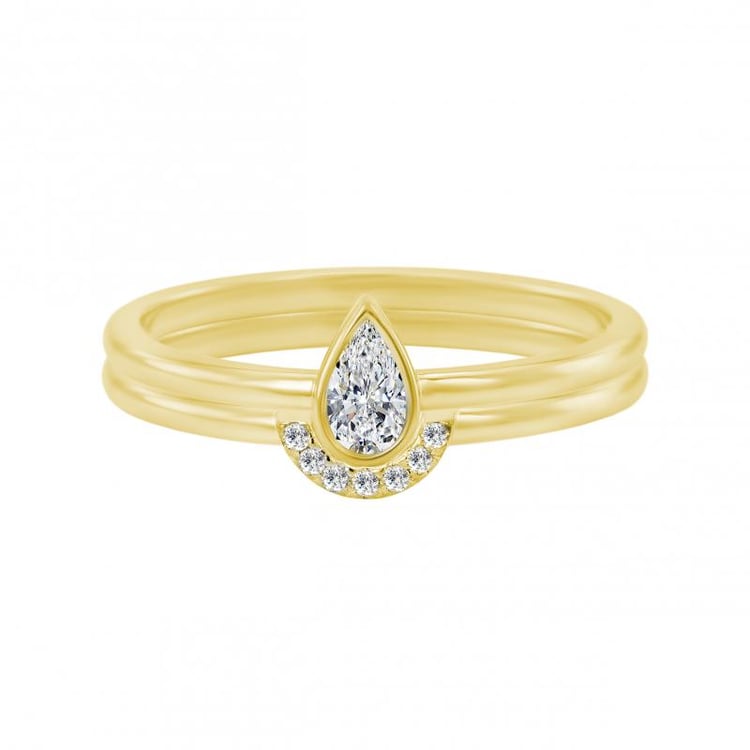 Ringset aus 585 Gold mit zertifiziertem Tropfendiamant Ralyas 22474