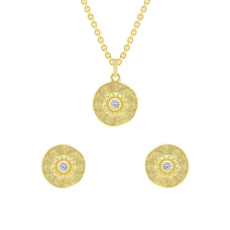 Schmuckset in vergoldetem Silber mit Zirkonia Bedelia