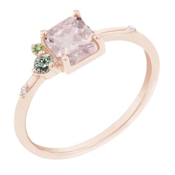 Cluster-Ring mit Morganit, Saphir, Olivin und Diamanten Kenny