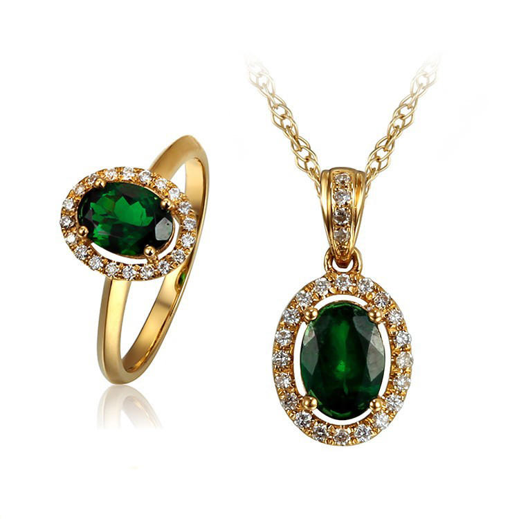 Goldene Kolektion mit Tsavorit Granat Kathy