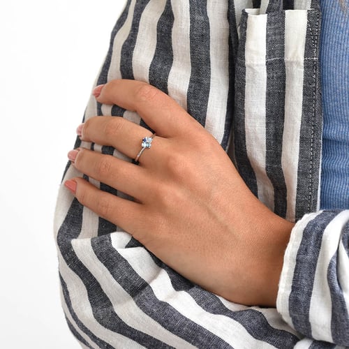 Cluster-Ring mit Aquamarin, Labradorit, Saphir und Diamant Bluma