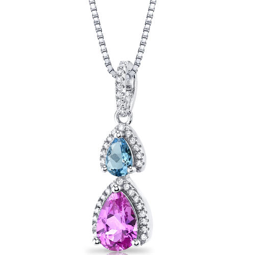 Silberne Halskette mit Topas und Saphir Hafle