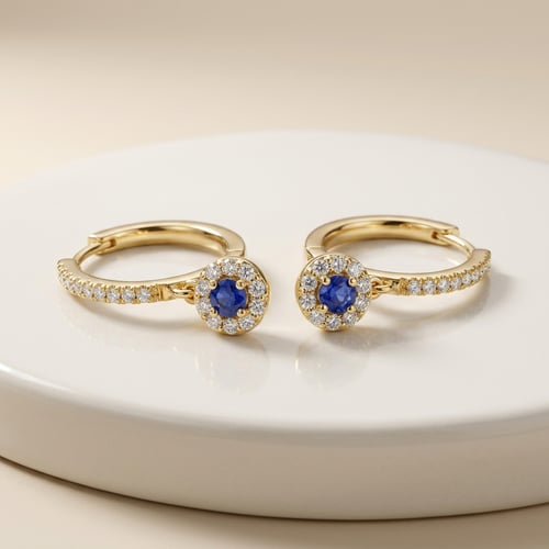 Wunderschöne silberne Ohrringe mit blauen Saphiren und Lab Grown Diamanten Denise