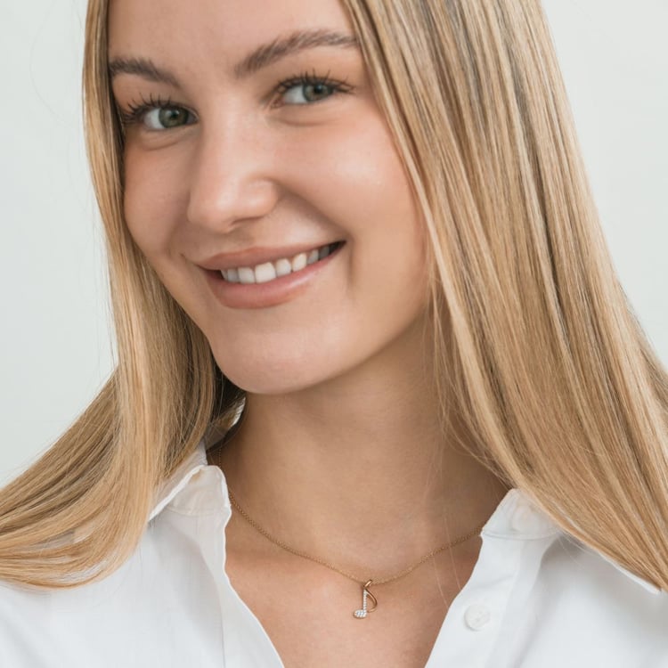 Anhänger aus Gold mit Lab Grown Diamanten in Form einer Note 163709