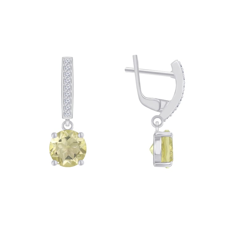 Dezente Silber-Ohrhänger mit Zitronentopas und Zirkonia Claret 60192