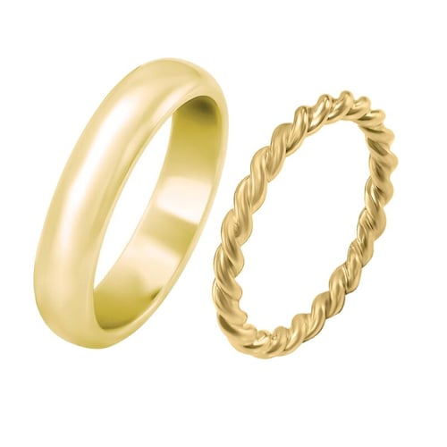 Untraditionelle goldene Trauringe mit Seilmotiv Aase