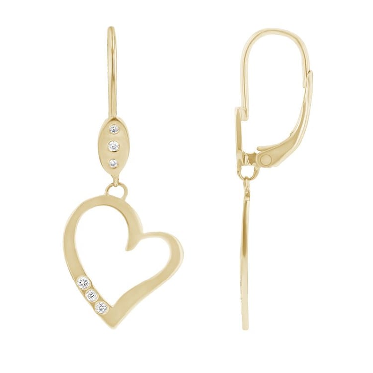 Goldene Hängeohrringe in Herzform mit Diamanten Mekhi 98424