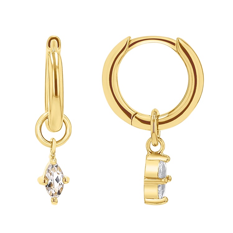 Runde silberne Ohrringe 2in1 mit weißen Topasen Savitri 143331