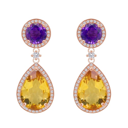 Ohrringe mit Citrin und Amethyst Mahal