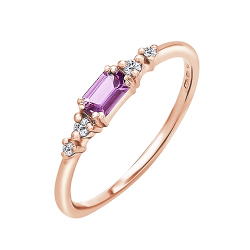 Ring mit Saphir in Emerald Form und Diamanten Taia