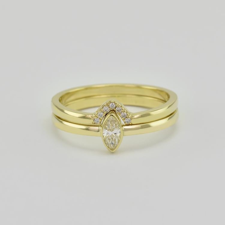 Goldenes Set mit zertifiziertem Diamant im Marquiseschliff Eliwa 26300