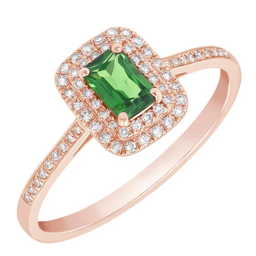 Goldring mit Tsavorit und Diamanten Kanie