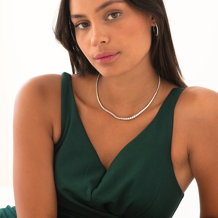 Goldene Tennis Halskette mit Lab Grown Diamanten Sharap 143294