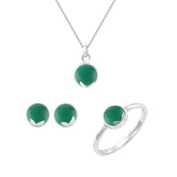 Schmuckset aus Gold mit grünen Onyxen Letizia